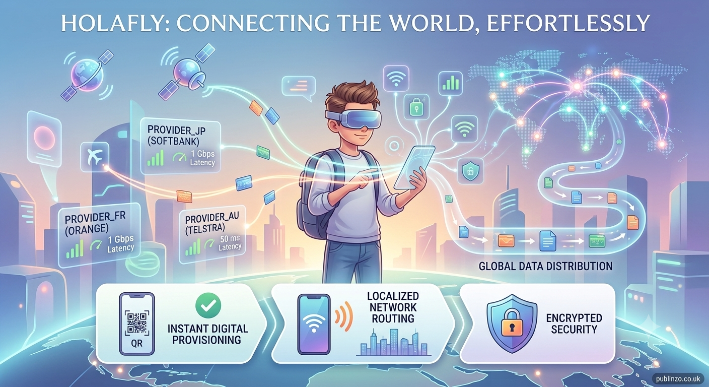 Holafly realistic 3D technical framework diagram
